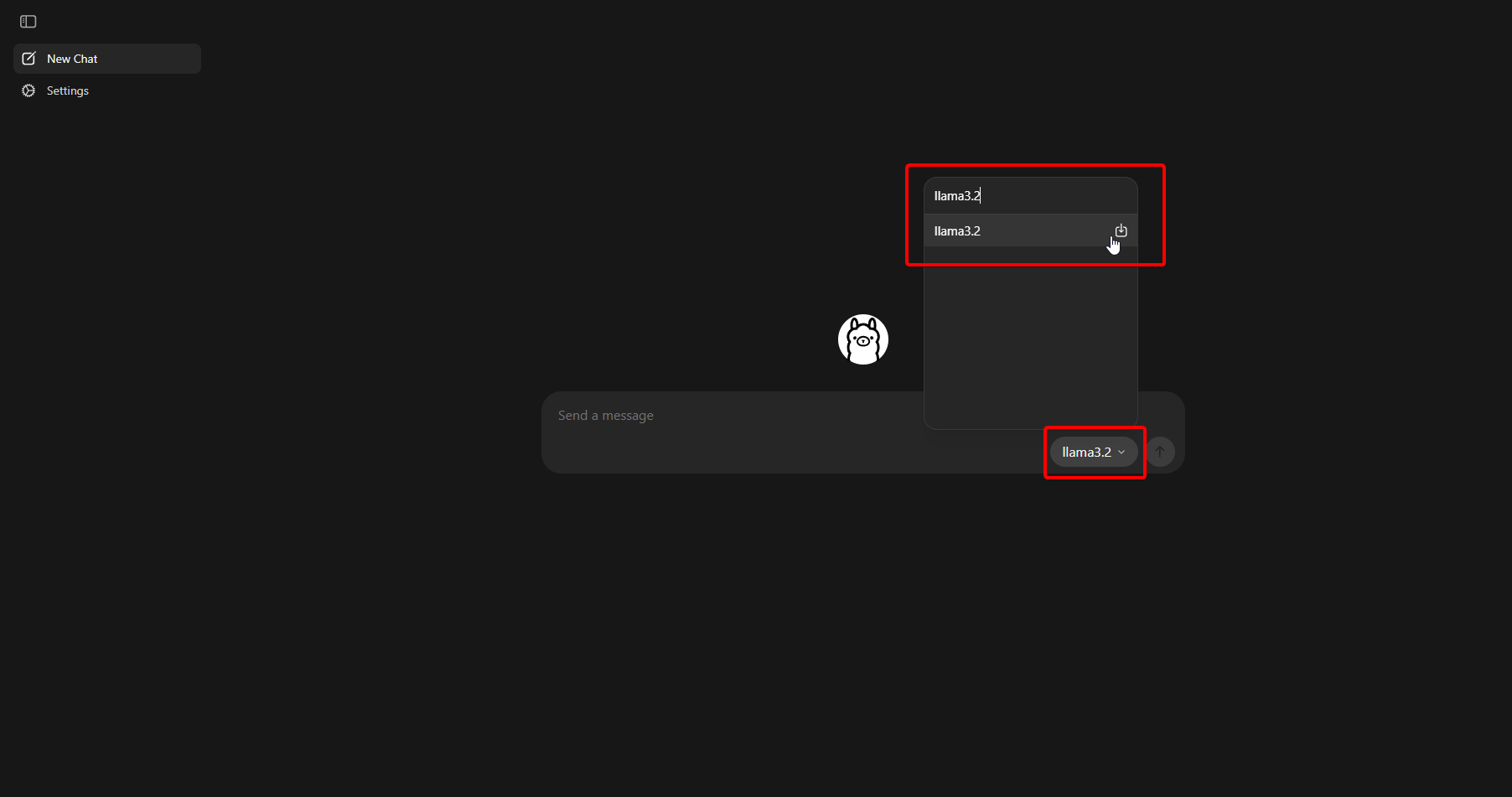 Select llama3.2 model